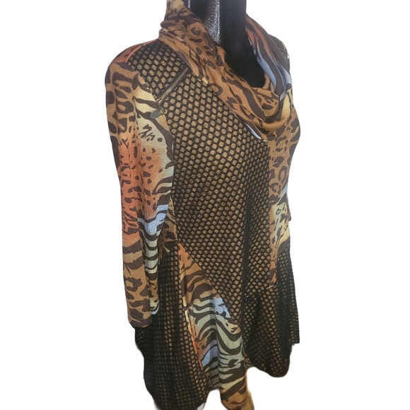 Le Grenier Multi Patterned Animal Print Cowl Neck Sweater S - Picture 3 of 7